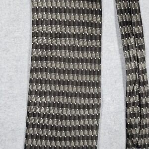 Visconti Mens Silk Tie Brown Tan Geometric Pattern Hand Made Necktie Korea